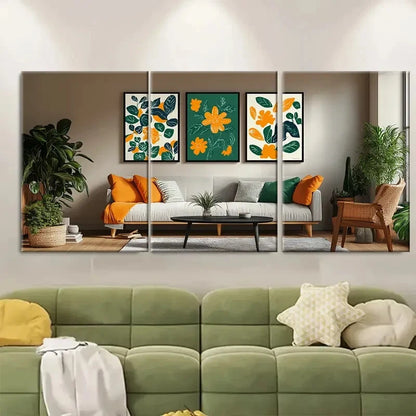 3pcs Abstract Floral Print Matisse Leaf Print Metal Print Ready to Hang Art