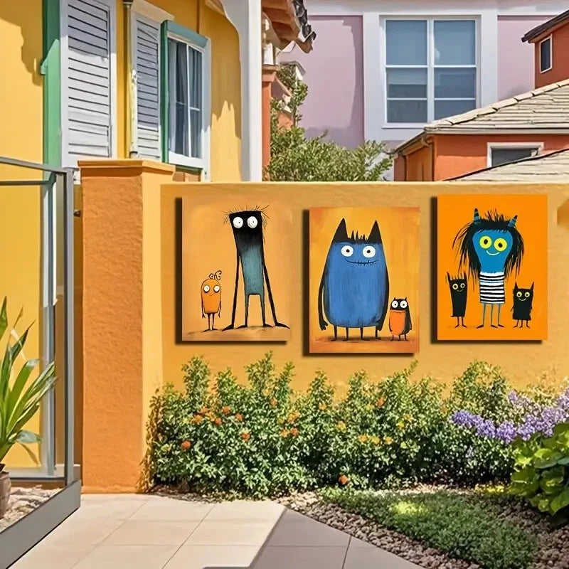 3pcs Painting of Three People Wall Art Set Canvas Framed 40x60cm - High Quality Print 100% Australian Made Wall Canvas Ready to Hang