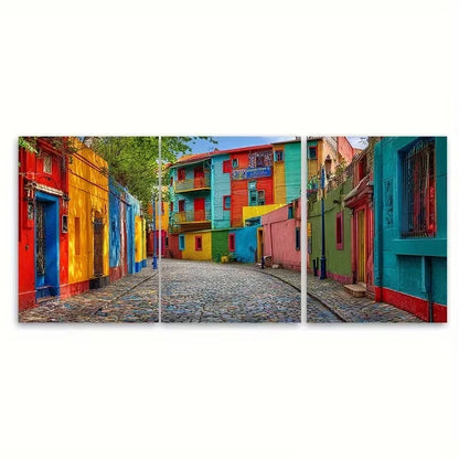 3pcs Buenos Aires Argentina Caminito Wall Art Set Canvas Framed 40x60cm - High Quality Print 100% Australian Made Wall Canvas Ready to Hang
