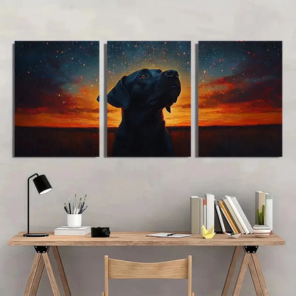 3pcs Starry Sky Dog Vibrant Colors Wall Art Set Canvas Framed 60x90cm - High Quality Print 100% Australian Made Wall Canvas Ready to Hang