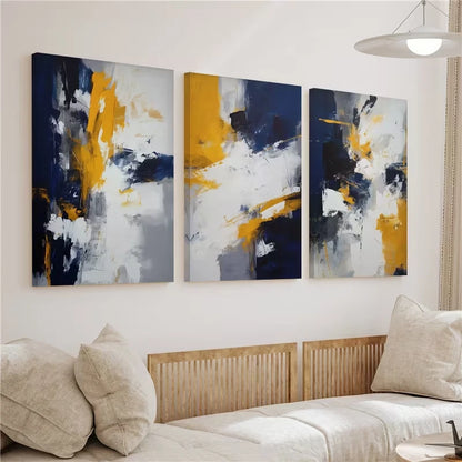 3pcs Blue, White and Grey Abstract Wall Art Set Canvas Framed 40x60cm - High Quality Print 100% Australian Made Wall Canvas Ready to Hang