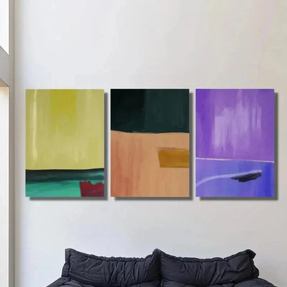 3pcs Abstract Geometric Color Block Metal Print Ready to Hang Art