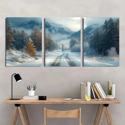3pcs Winter Mountain Forest Nature Landscape Metal Print Ready to Hang Art