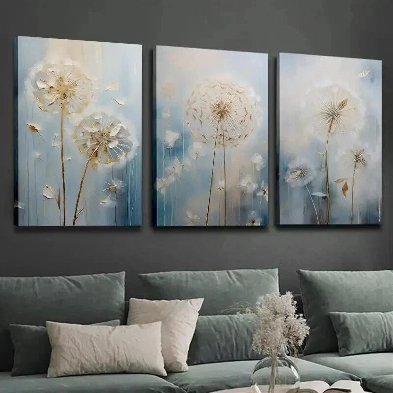 3pcs Showcasing Beautiful Dandelion Abstract Wall Art Set Canvas Framed 40x60cm - High Quality Print 100% Australian Made Wall Canvas Ready to Hang