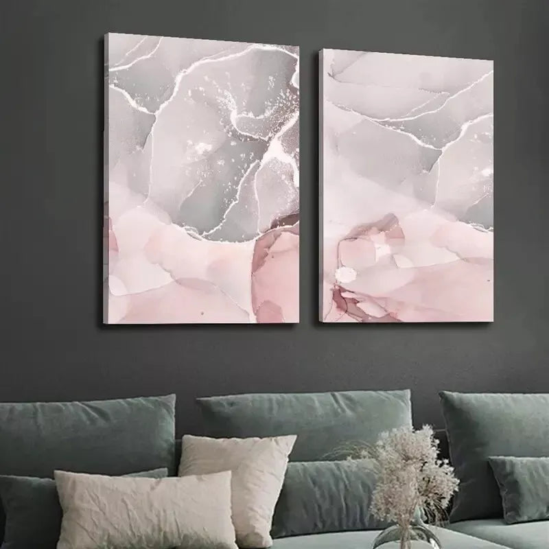 2pcs Abstract Marble Fluid Art Painting Canvas Framed 50x75cm - High Quality Print 100% Australian Made Wall Canvas Ready to Hang