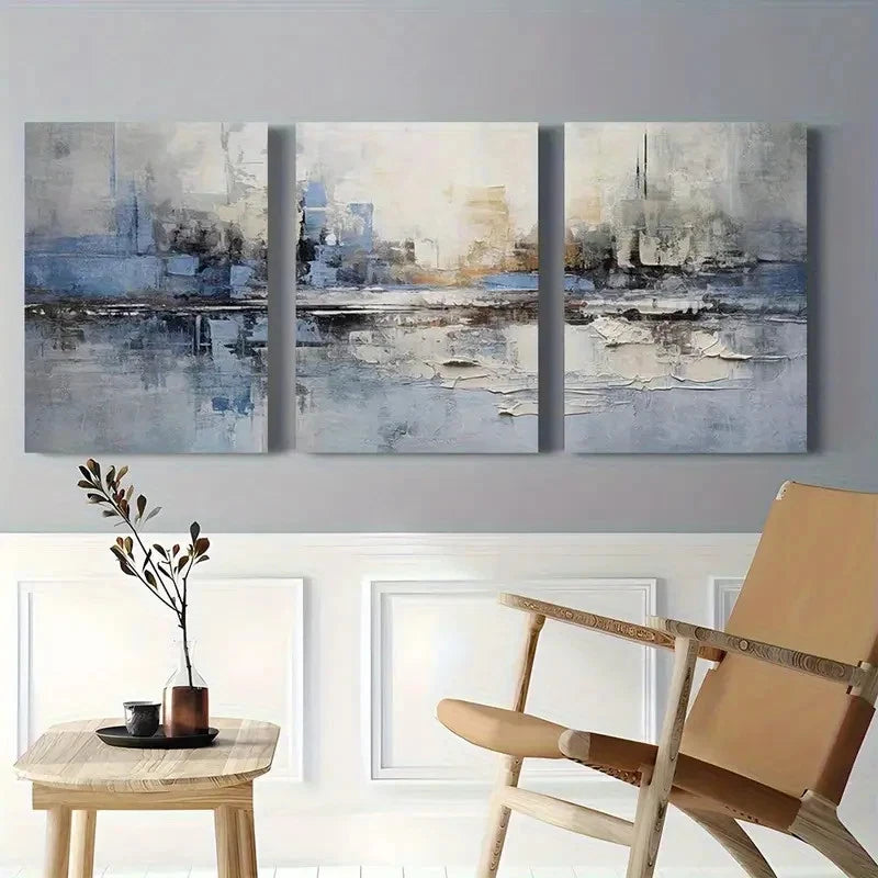 3pcs Minimalist Abstract City Reflection Metal Print Ready to Hang Art