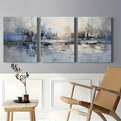 3pcs Minimalist Abstract City Reflection Metal Print Ready to Hang Art