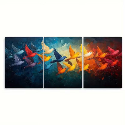 3pcs Elegant Flock of Birds Metal Print Ready to Hang Art