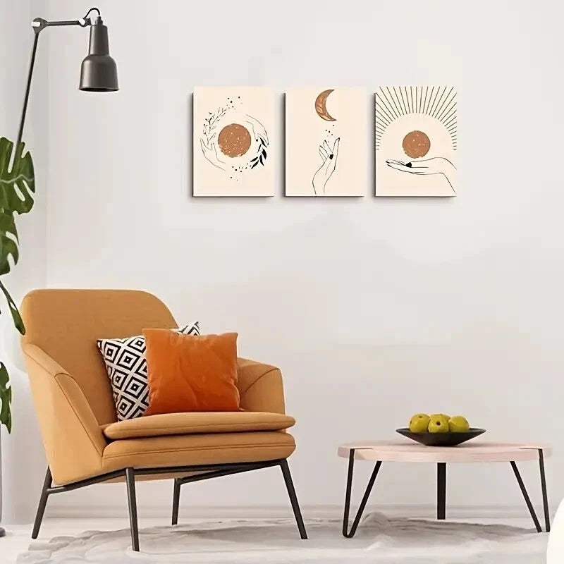 3pcs Minimalist Abstract Metal Print Ready to Hang Art