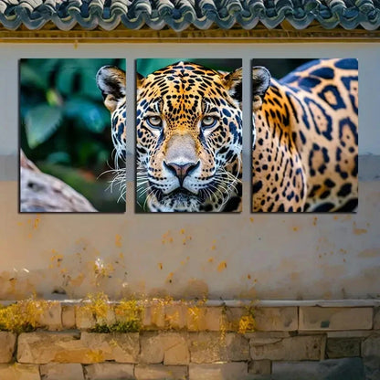 3pcs Vibrant Closeup Leopard Jungle Theme Metal Print Ready to Hang Art