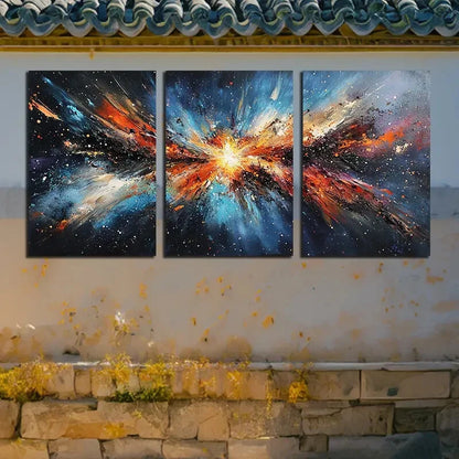 3pcs Vibrant Stunning Nebula Illustration Metal Print Ready to Hang Art