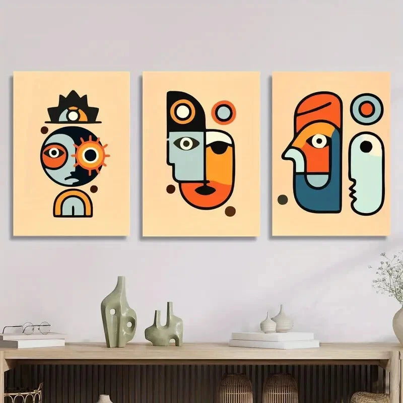 3pcs ,Bohemian abstract art painting, Metal Print Ready to Hang Art