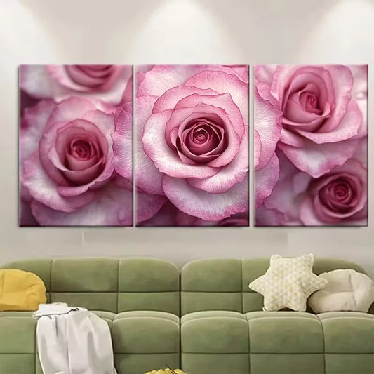 3pcs Pastel Roses Beautiful Floral Photography Metal Print Ready to Hang Art