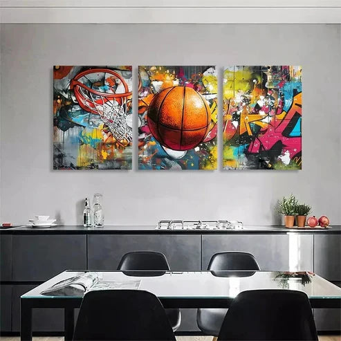 3pcs Basketball Graffiti Sports Décor Perfect Wall Art Canvas Unframed - High Quality Print 100% Australian Made Wall Canvas
