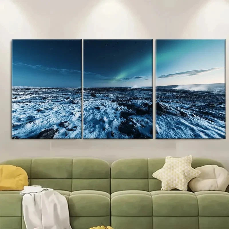 3pcs Icelandic Lava Fields FI Wall Art Set Canvas Framed 60x90cm - High Quality Print 100% Australian Made Wall Canvas Ready to Hang
