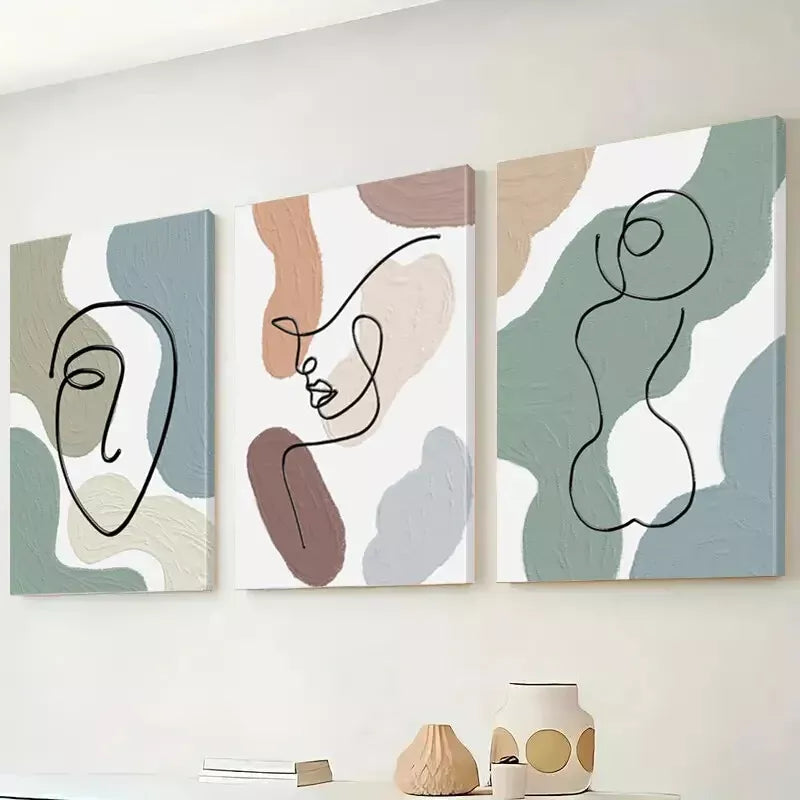 3pcs  Modern Minimalist Aesthetic Abstract    Art Set Canvas Framed 50x70cm -  High Quality Print 100% Australian Made Wall Canvas Ready to Hang