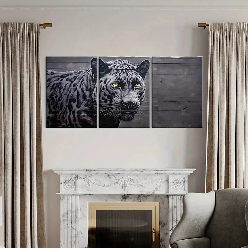 3pcs Artistic Leopard Print Modern Wall Art Metal Print Ready to Hang Art