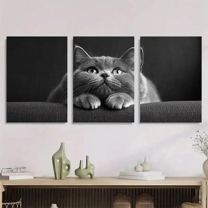 3pcs Modern Vintage Funny Cat Metal Print Ready to Hang Art