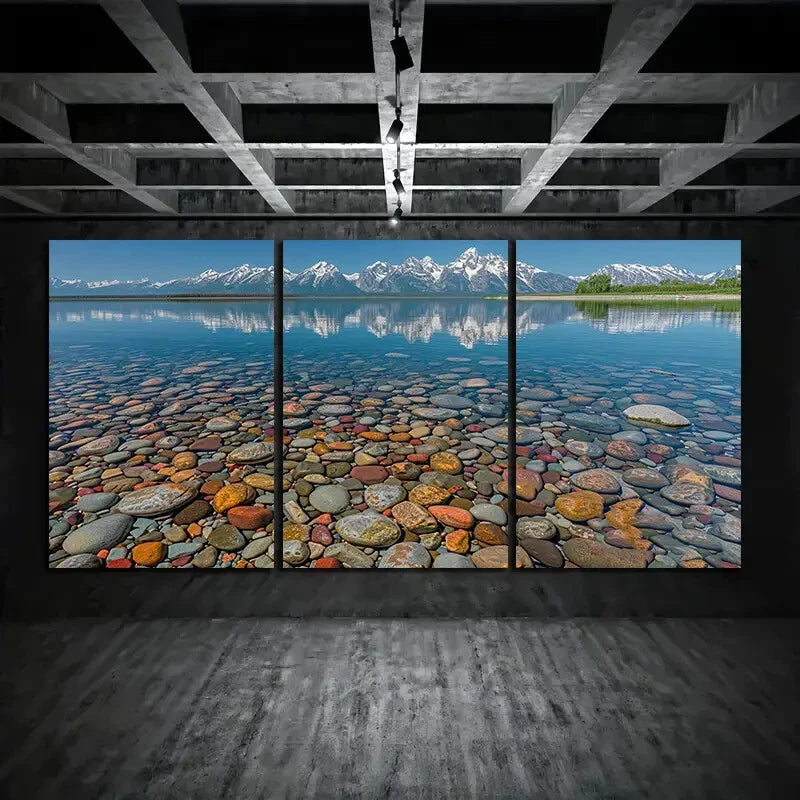 3pcs Reflection in Clear Lake Water Metal Print Ready to Hang Art