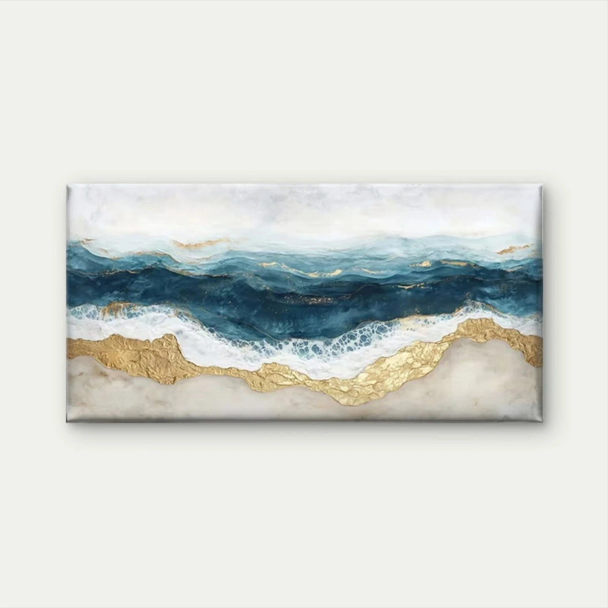 Abstract Ocean Waves Wall Art Canvas Office Home Room Framed 120x60cm