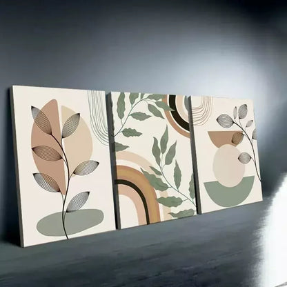 3pcs Minimalist Botanical Geometric Print  Wall Art Set Canvas Framed 50x70cm - High Quality Print 100% Australian Made Wall Canvas Ready to Hang