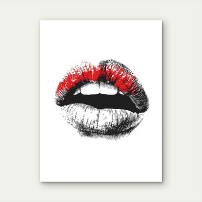 Black & White Retro Lips Art 40x60cm Metal Print Ready to Hang