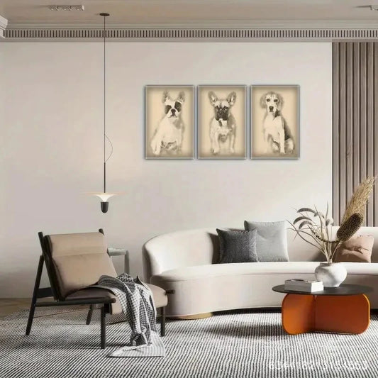 3pcs Elegant Funny Cute Animal Puppy Dog Metal Print Ready to Hang Art