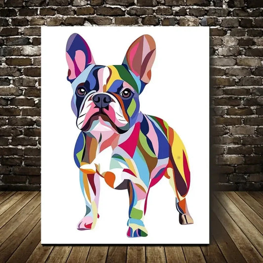 Modern Abstract French Bulldog Painting 40x60cm Metal Print Ready to Hang