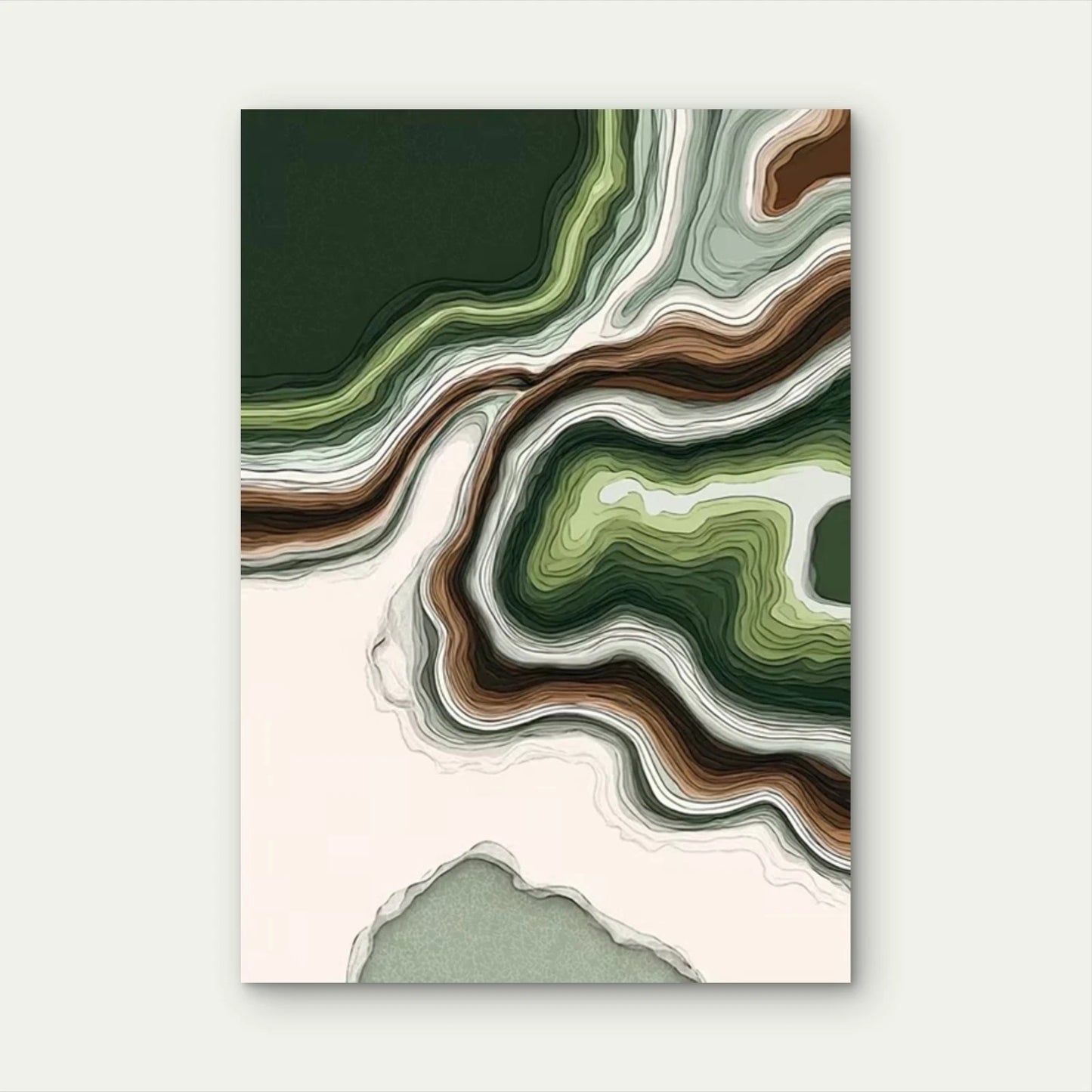 Green & Earth Tone Line Art 60x90cm Metal Print Ready to Hang