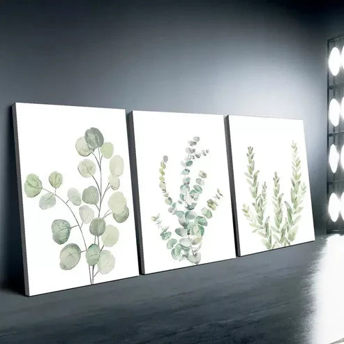 3pcs Lone Green Leaves Water Coloured Canvas Framed 60x90cm - High Quality Print 100% Australian Made Wall Canvas Ready to Hang Regular priceRs 65,100.00 Sale priceRs 19,600.00