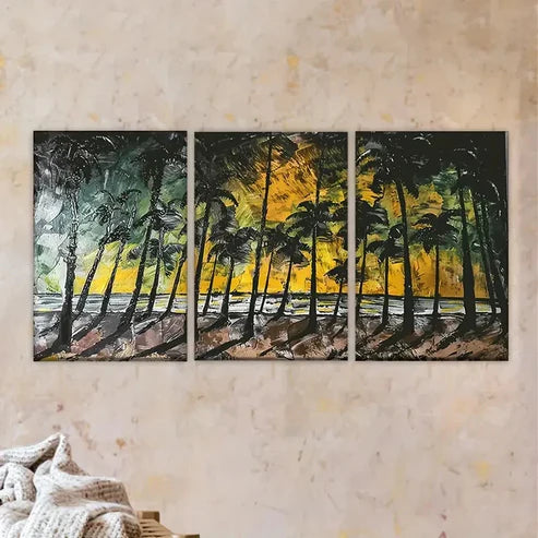 3pcs Colorful abstract island forest Wall Art Set Canvas Unframed - High Quality Print 100% Australian Made Wall Canvas