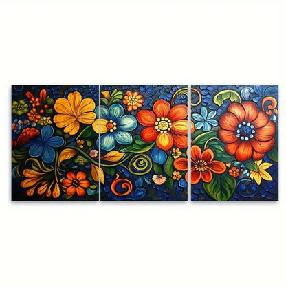 3pcs Authentic Mexican Talavera Painting Metal Print Ready to Hang Art