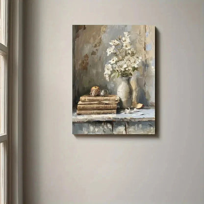 Beautiful Vintage Botanical Floral Vase Painting 40x60cm Metal Print Ready to Hang