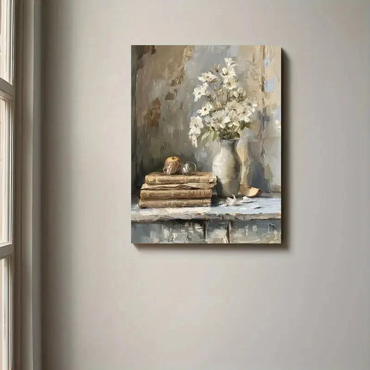 Beautiful Vintage Botanical Floral Vase Painting 40x60cm Metal Print Ready to Hang