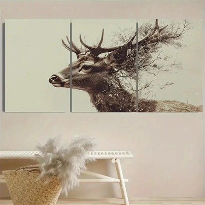 3pcs Deer Wall Art Set Canvas Framed 60x90cm - High Quality Print 100% Australian Made Wall Canvas Ready to Hang