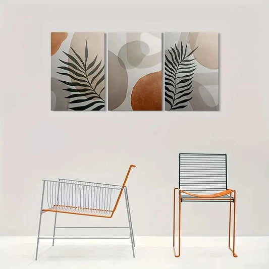 3pcs Minimalist Palm Leaf Botanical Metal Print Ready to Hang Art