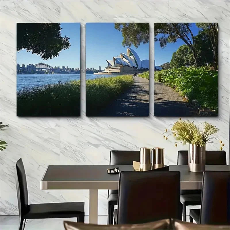 3pcs Australian Sydney Harbour and Royal Botanic Metal Print Ready to Hang Art