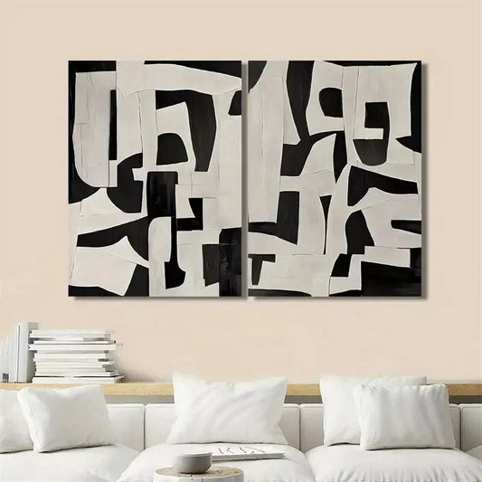 2pcs Decorative Painting, Modern Minimalism Black And Grey Canvas Framed 50x75cm - High Quality Print 100% Australian Made Wall Canvas Ready to Hang