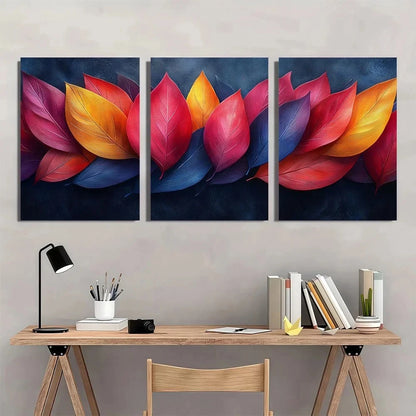 3pcs Modern Abstract Leaves Metal Print Ready to Hang Art