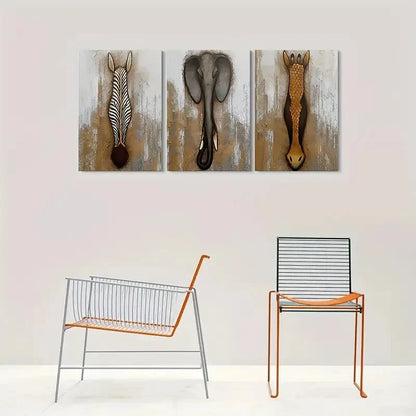 3pcs Abstract Animal Modern Safari Metal Print Ready to Hang Art