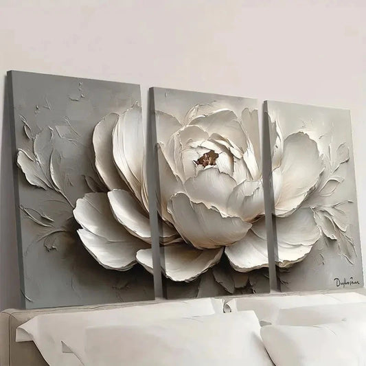 3pcs Flower Painting Floral Original Art  kl     Wall Art Set Canvas Framed 60x90cm - High Quality Print 100% Australian Made Wall Canvas Ready to Hang