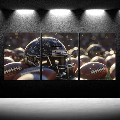 3pcs Football-Themed Modern Sports Fans Metal Print Ready to Hang Art