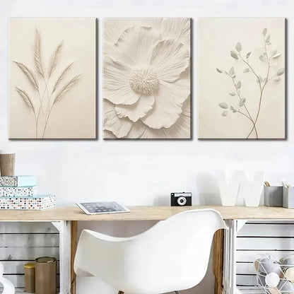 3pcs minimalist floral plant statue Metal Print Ready to Hang Art