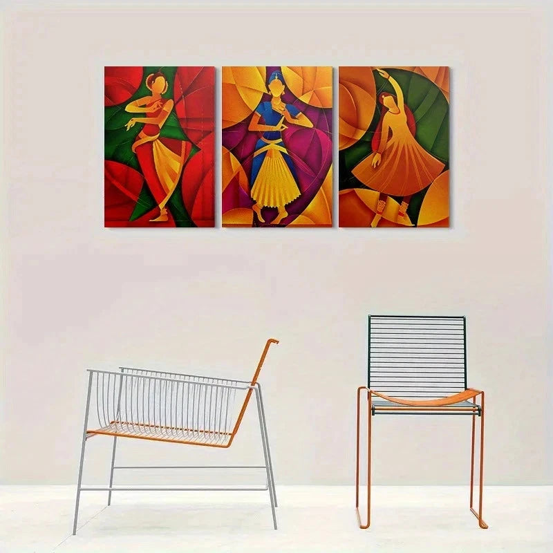 3pcs Modern Geometric Painting Metal Print Ready to Hang Art