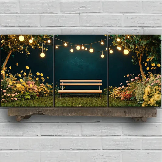 3pcs Featuring a Comfortable Garden Metal Print Ready to Hang Art