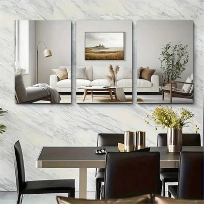 3pcs Holy Island Coastal Landscape Metal Print Ready to Hang Art