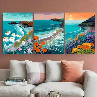 3pcs Pembrokeshire Coast National Park Design Wall Art Set Canvas Framed 50x70cm - High Quality Print 100% Australian Made Wall Canvas Ready to Hang