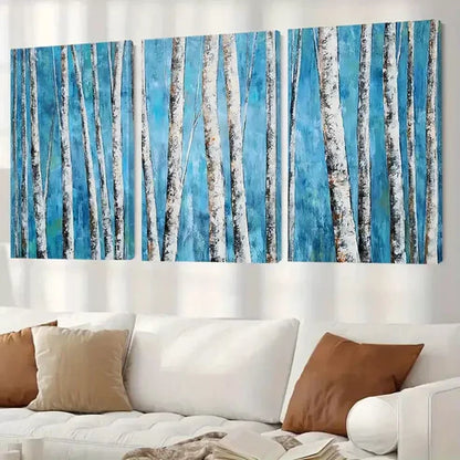 3pcs Abstract White Birch Tree Art Set Canvas Unframed - High Quality Print 100% Australian Made Wall Canvas