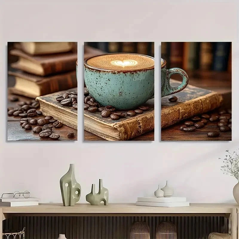 3pcs Religion Faith Coffee Painting Metal Print Ready to Hang Art