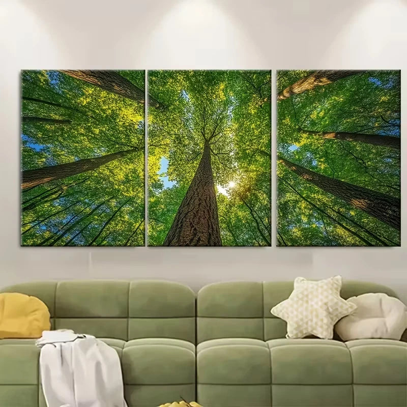 3pcs Tall Forest Trees Metal Print Ready to Hang Art